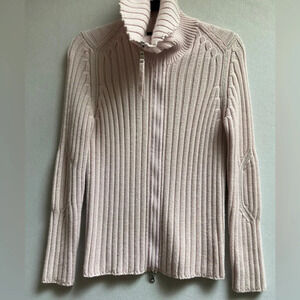 Funsport Y2K ribbed high neck  full zip wool blend sweater cardigan Sz S